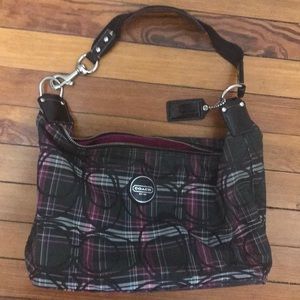 Coach Plaid Patterned Shoulder Bag